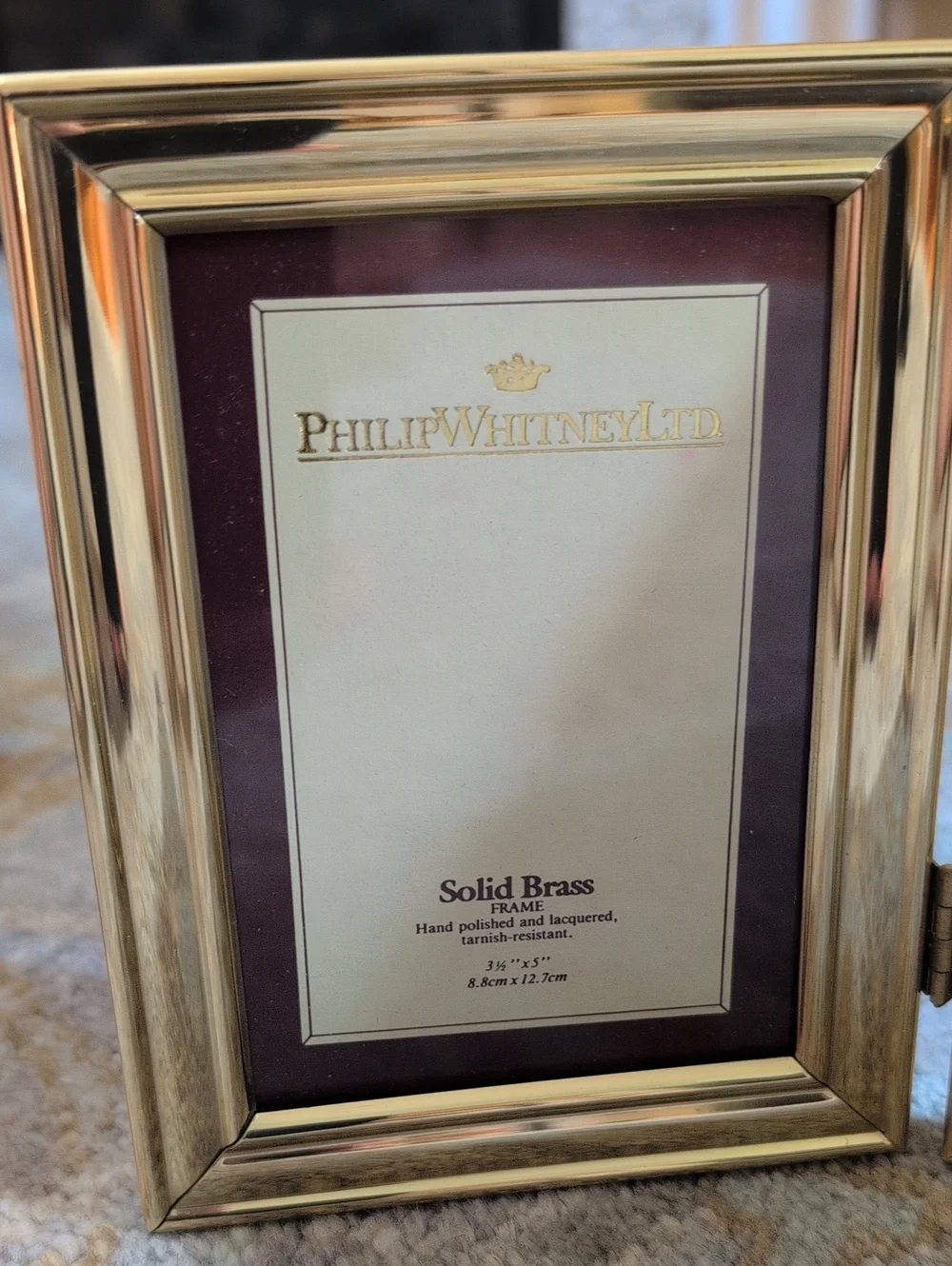 Vintage Triple Solid Brass Hinged Picture Frame Philip Whitney Original Box